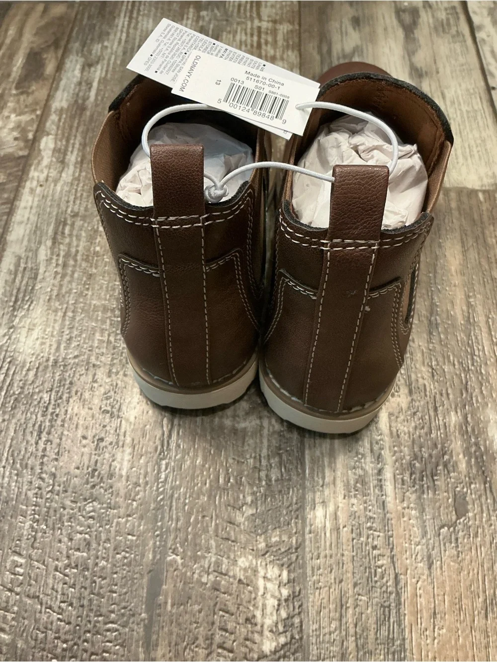 Old Navy Kid’s Brown Faux Leather Chelsea Slip on Boots Size 13